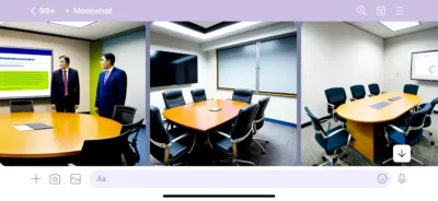 Line Moonshot指令:寫實 五個人在會議室討論