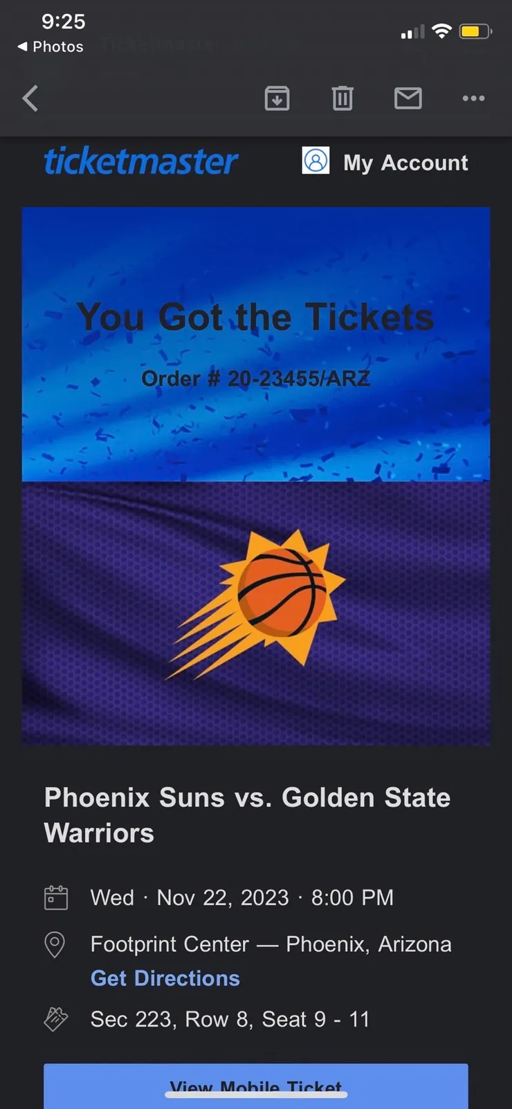 訂好才知道這張要價150刀,還是邊緣位罝~不愧是世界第一水準的NBA球賽,原來之前朋友去看一張40幾元票價的是無名小球隊比賽 (圖/躲貓貓)