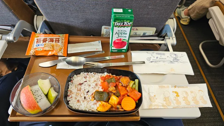 星宇航空素食餐是超好吃的義式蔬菜飯!水果有三種!真的很用心!
