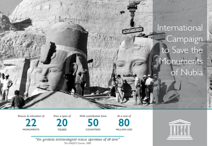 當時UNESCO組織的搶救古蹟行動名為"努比亞行動",拯救對象並非僅有阿布辛貝神廟,更包括了同樣面臨滅頂危機的其他21個努比亞地區遺蹟。