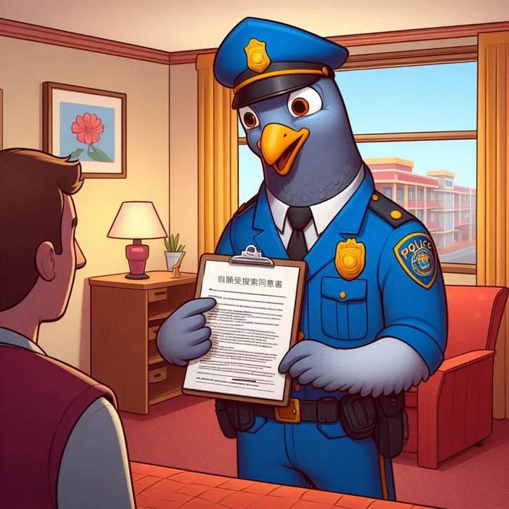 警方:「為了加速我們的臨檢程序，請在這裡簽名。」，民眾:「…….」