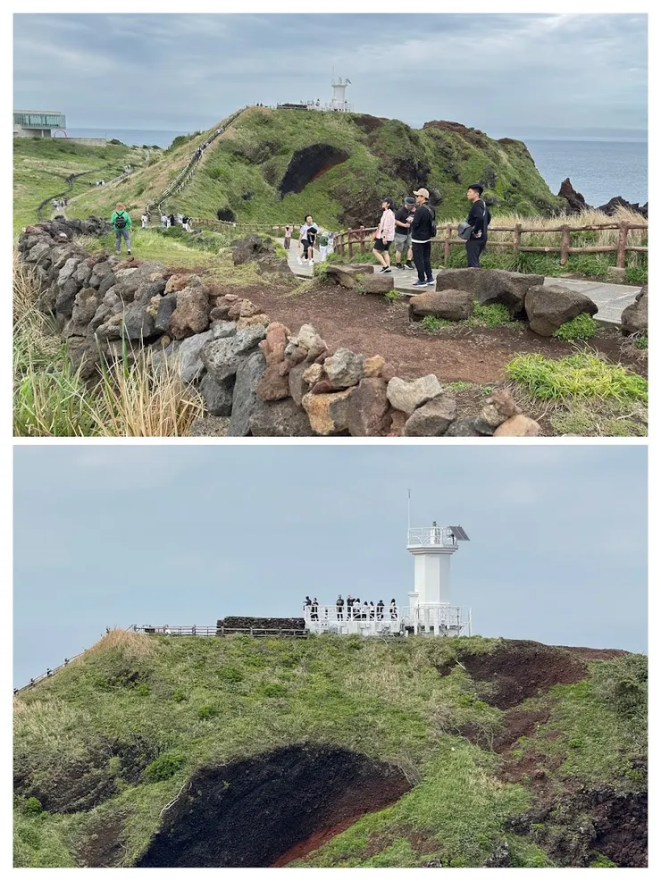 往上的步道盡頭有白色燈塔