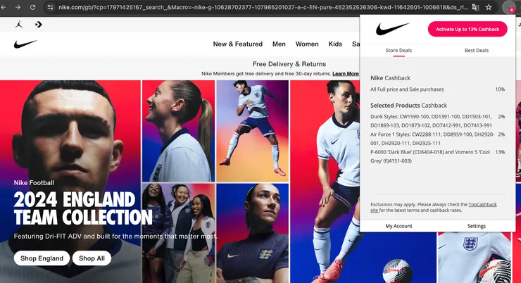 以NIKE網頁為例