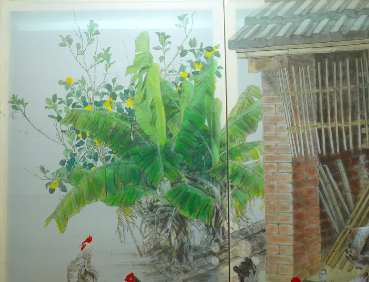 〈後院清晨〉局部－芭蕉、金桔