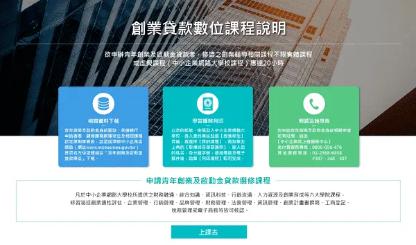 ▲青年創業貸款上課 圖片來源：中小企業網路大學校