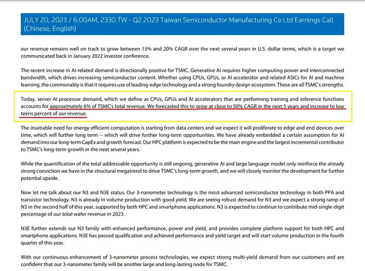 圖04　TSMC[2023Q2]法說會P05標註　資料來源：整理自台積電官網。