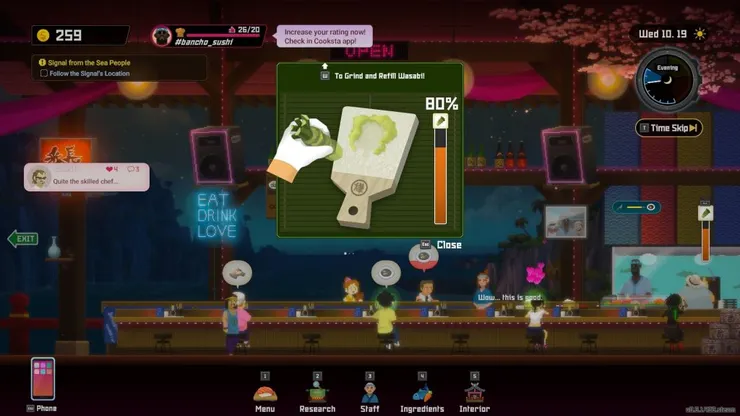 填補料理等待時間的玩法之一：研磨山葵