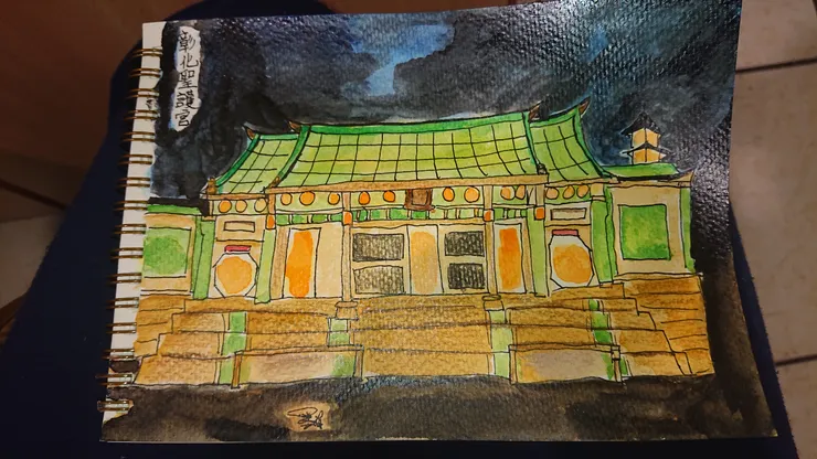 水彩畫的聖護宮（玻璃媽袓廟）