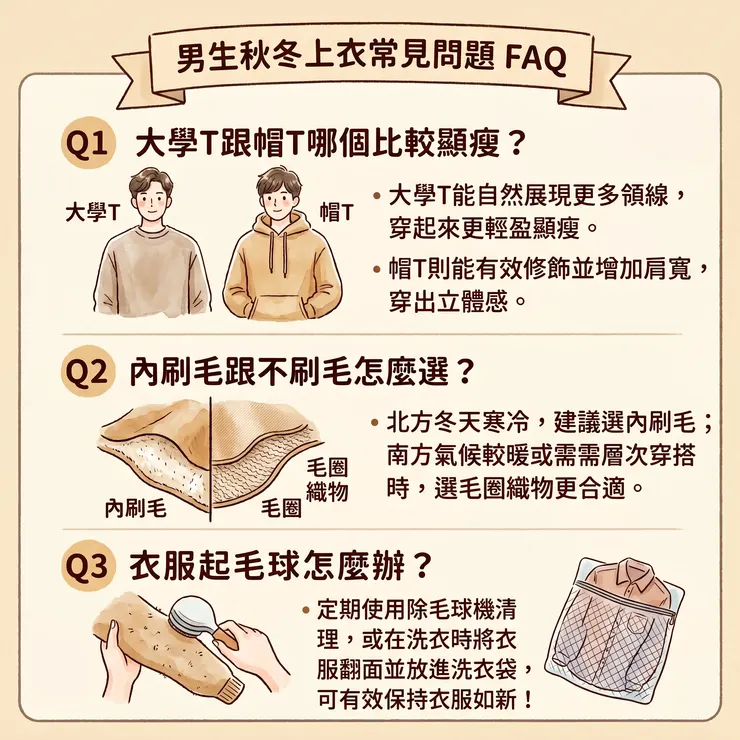 男生秋冬上衣常見問題FAQ