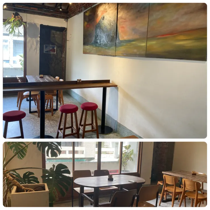 很喜歡店內裝潢的氛圍！有特色的老物件還有植物、陽光！