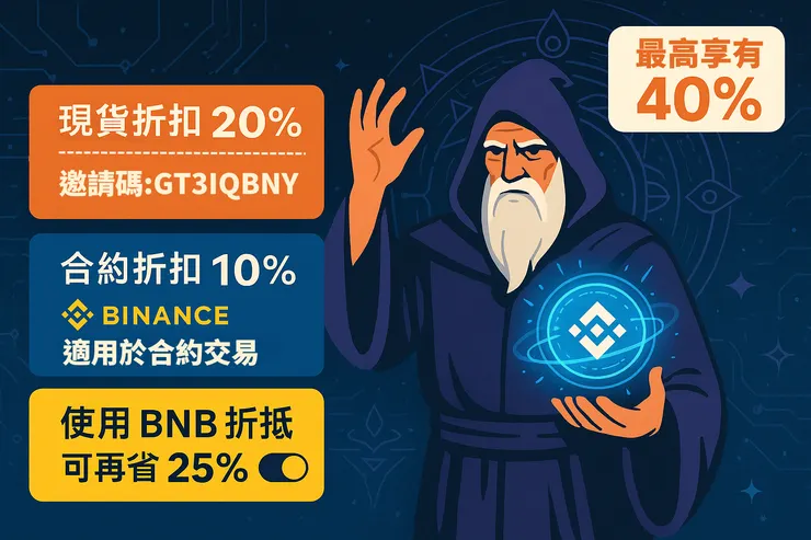 輸入幣安邀請碼 GT3IQBNY,享現貨 20%、合約 10%、BNB 折抵 25%。