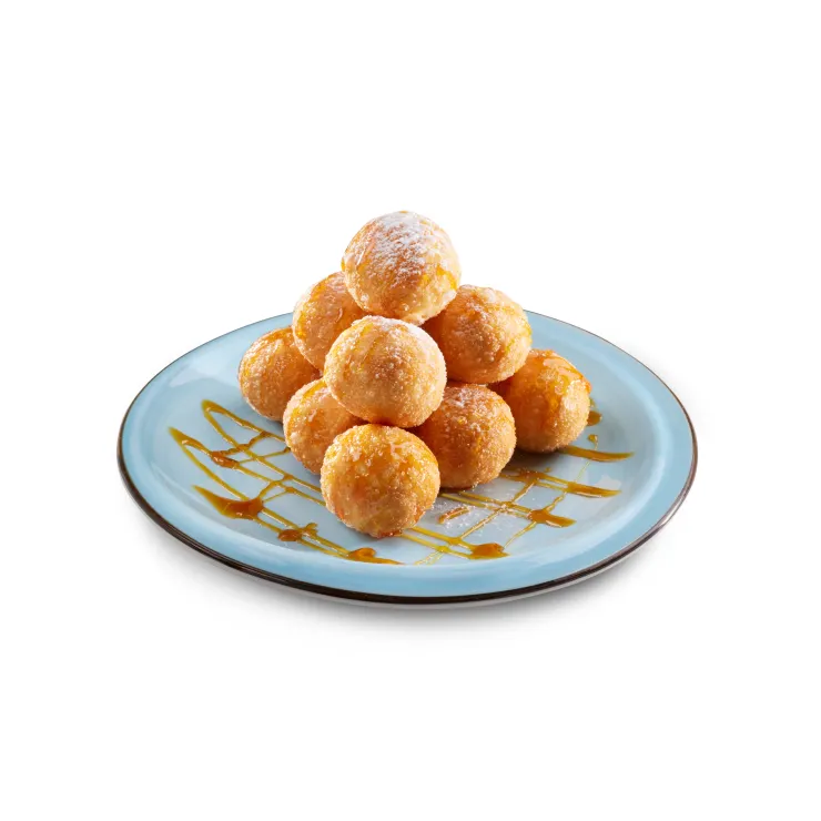 焦糖脆炸波波 圓圓的精靈球可以收服Pokémon，而同樣圓圓的焦糖脆炸波波則可以收服你的胃！外脆內軟的脆炸波波香甜軟糯，淋上濃濃焦糖醬，一口咬下釋放滿滿能量！