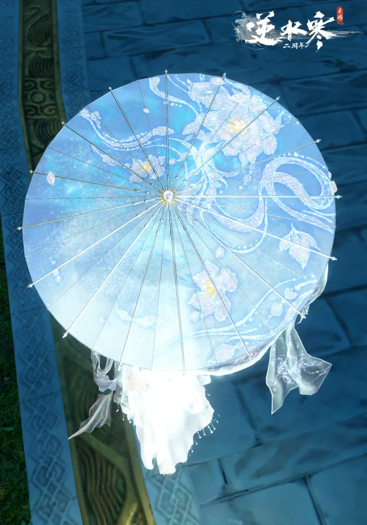 白藍漸層,花紋主打一個亮粉灑爆