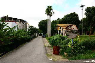 舊台東線主線跡，蒸汽機車加水塔藏在右邊的樹裡(往鹿野方向拍)