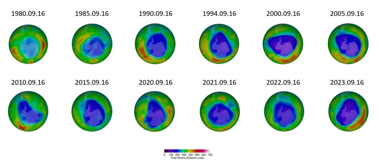 1980年-2023年臭氧層變化