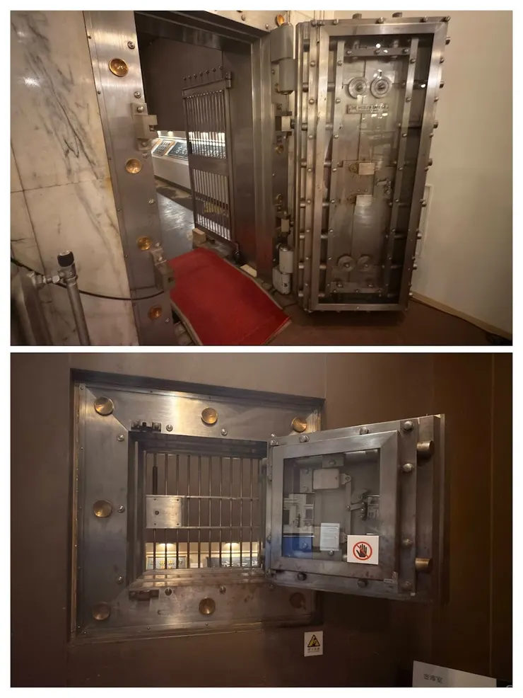 參觀銀行的金庫、保管箱設施， 超級厚的鐵門比監獄還牢固。