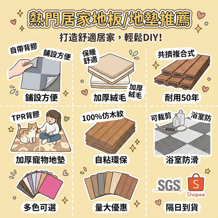 巧拼地墊推薦 租屋老舊磁磚秒變無印風！Dcard、PTT推爆評比：租屋族房間改造