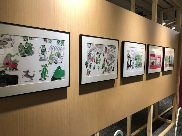 黑白灰＋綠粉紅結合的鱷魚故事