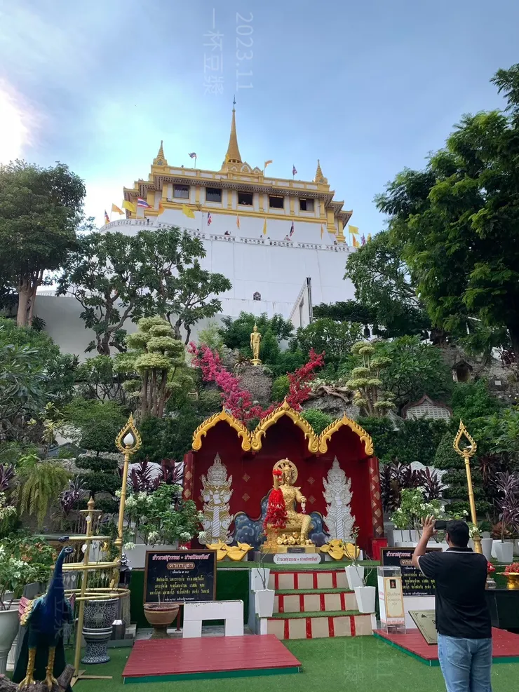 從下往上看的金山寺的山