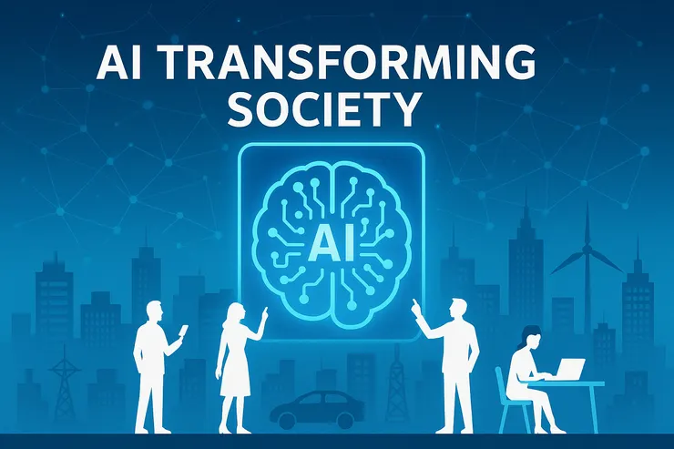 copilot。幫我畫張圖，表示AI改變社會