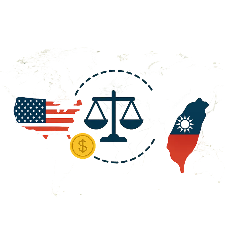 Copilot。我有份報告標題為:川普對台關稅政策:推測與影響(截至2025年7月8日)。請幫我畫張圖用作封面