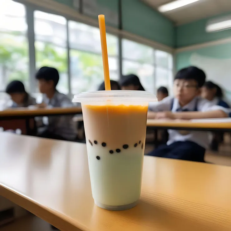 『珍珠奶茶』 (珍珠在中間？！) (小昕咒語Fotor繪圖)