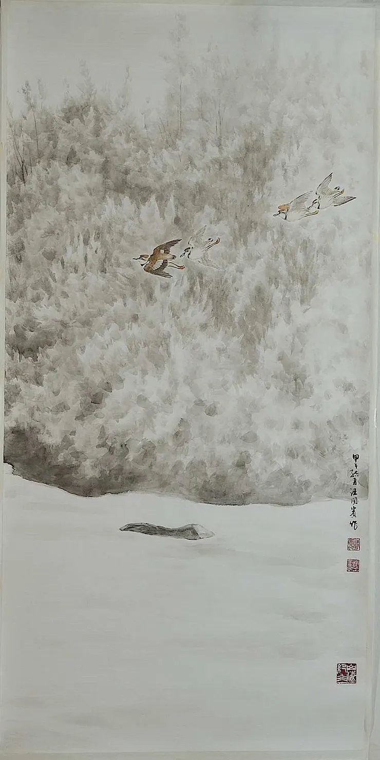 〈晨霧潮音〉局部-右屏