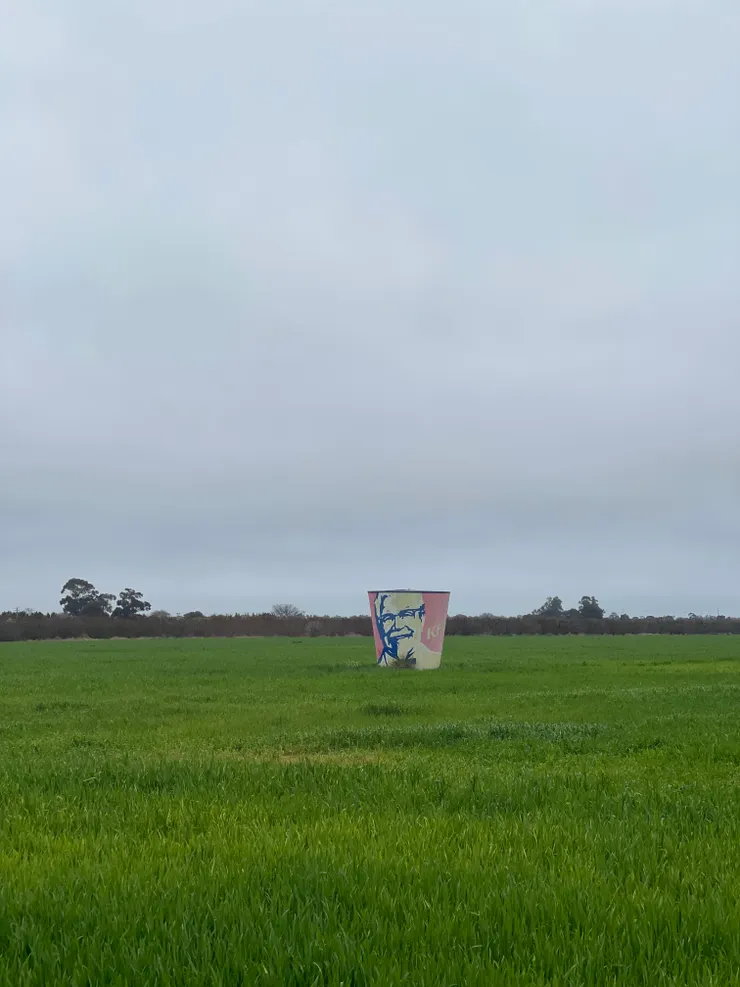 去仙人掌王國路上的炸雞桶