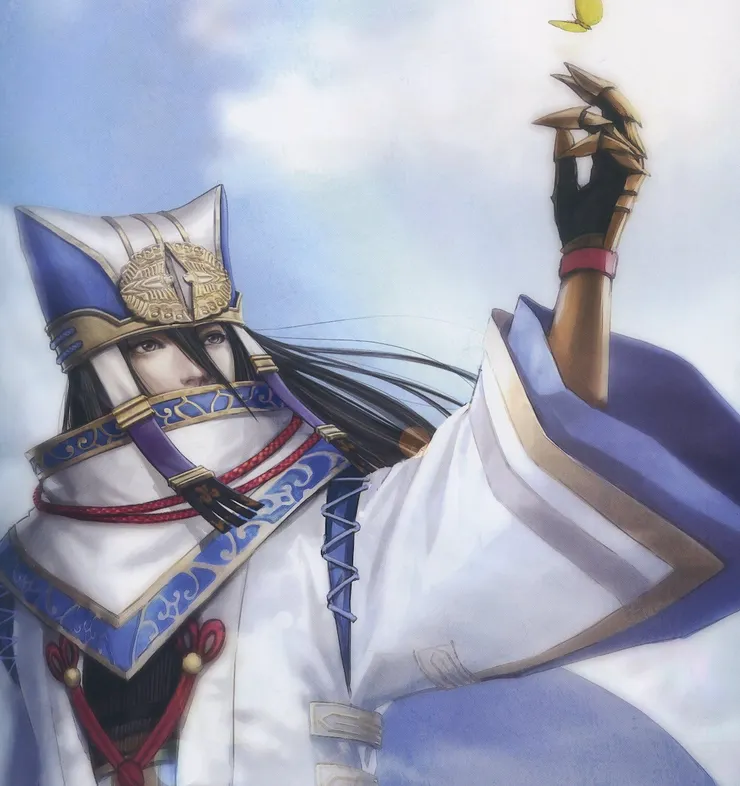 傳說大谷吉繼患有痲瘋病，因此必須用白布包裹自己的臉部，以遮掩因痲瘋而造成的傷疤。在許多動漫、遊戲作品中，大谷吉繼均以「臉包白布」的形象出現，圖為遊戲《戰國無雙》中的大谷吉繼形象。(圖源/萌娘百科)