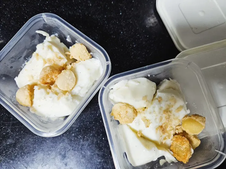 甜點是砂糖橘 & 自製香草雪花糕♡