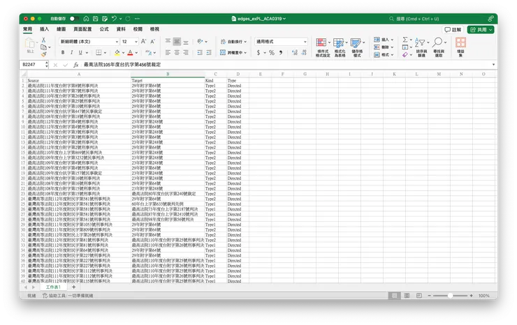 節點連結檔案（xisx檔）範例