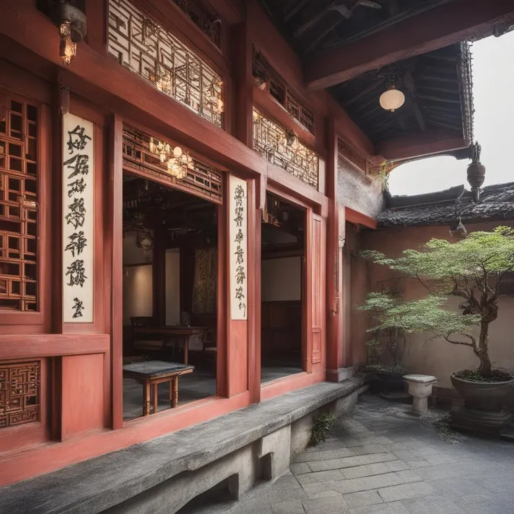 楹聯上題連橫詩云：“馬兵營外蕭蕭柳，夢雨斜陽不忍過。”二句思念故居的詩作 / AI攝影