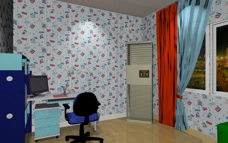 書房對我來說也是相當重要的地方。這裏用了直立式冷氣機。