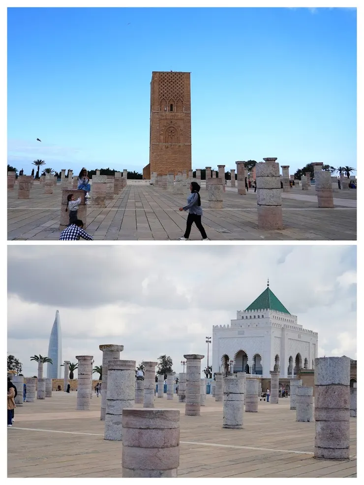 遺址的柱子任由遊客攀爬