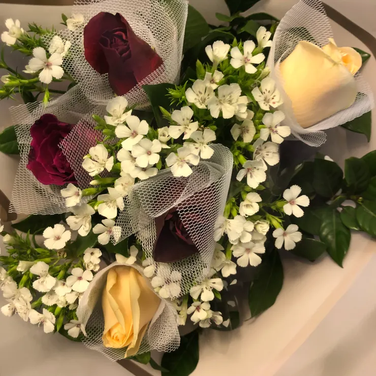 原本有六朵玫瑰花，被小孩要走一朵