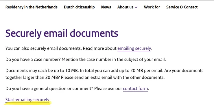 會進入說明的網頁，往下滑會看到Start emailing securely