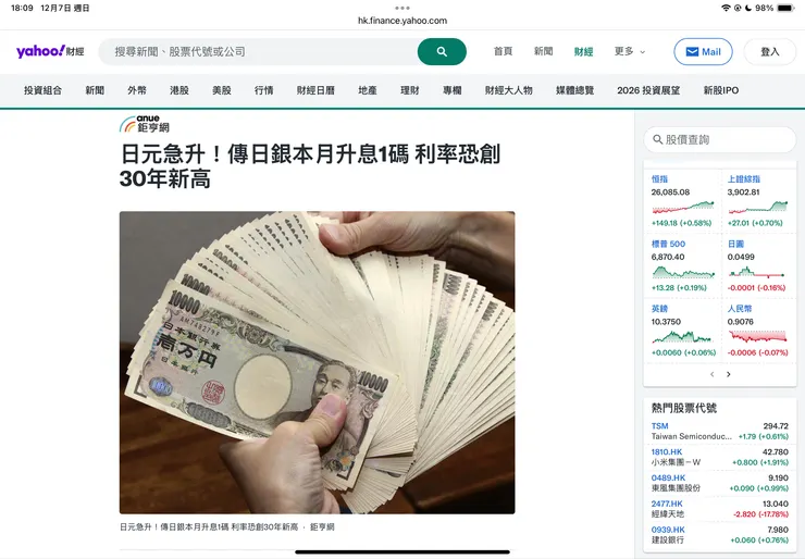 日本「可能會」升息的新聞