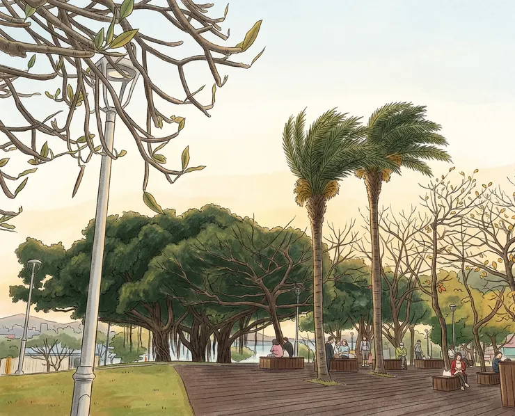 淡水捷運站後方