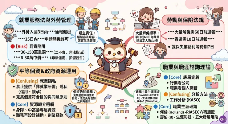 「職業介紹及人力仲介」、「招募」、「職涯諮詢輔導」