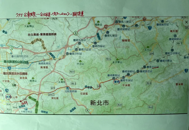 795公車路線圖（圖片來源：顏文魁老師）