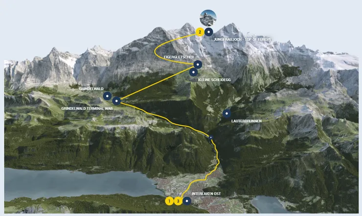 因特拉肯出發，搭乘艾格快線往返少女峰