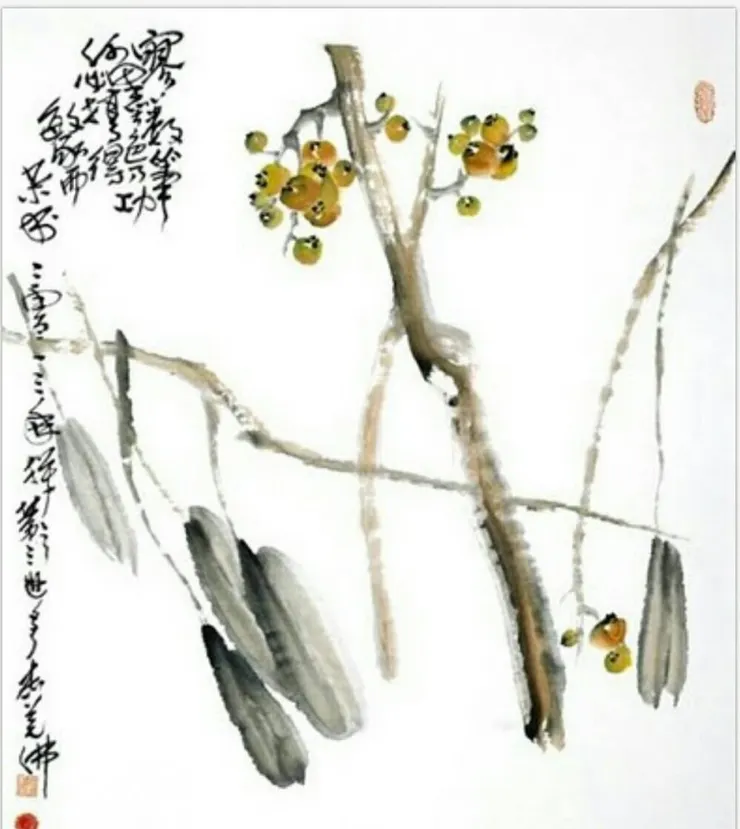 羌佛的《枇杷》畫作再度打破國際水墨畫拍賣紀錄。（貞觀國際拍賣行）