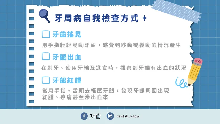 牙周病自我檢查方式:牙齒搖晃、牙齦出血、牙齦紅腫