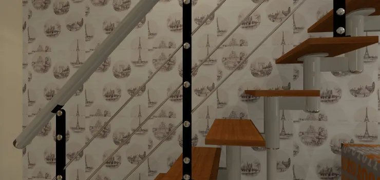 樓梯的結構很是簡單,但也很可怕,為了增加空間感沒辦法。