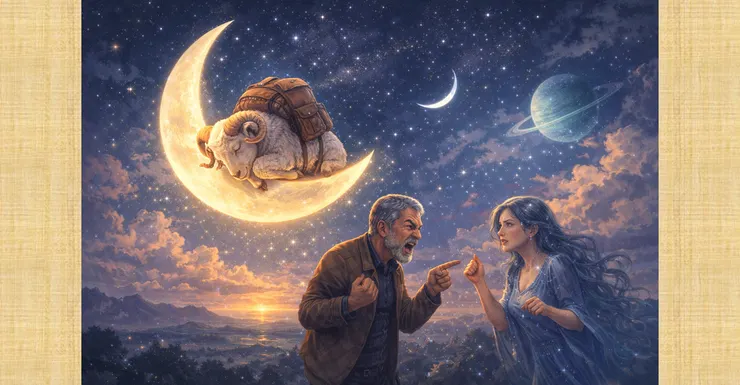 為壓力鬥嘴，吵不醒睡着的月白羊。（ChatGPT生成圖）