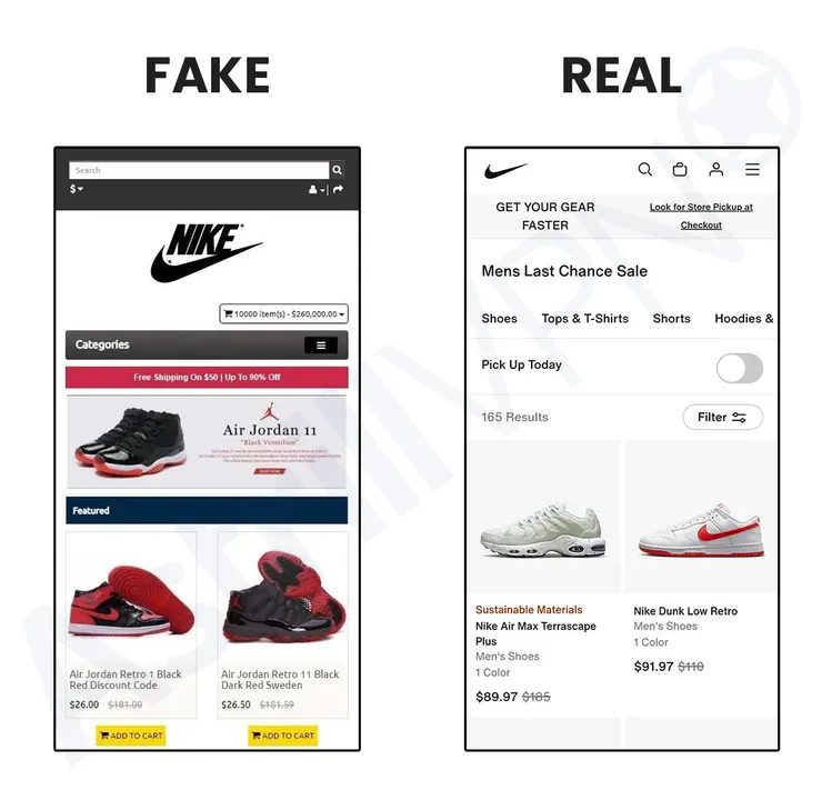 假的 NIKE 購買網站