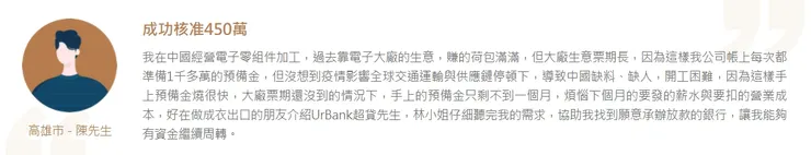 【案例故事】UrBank超貸先生客戶見證(取自官網)