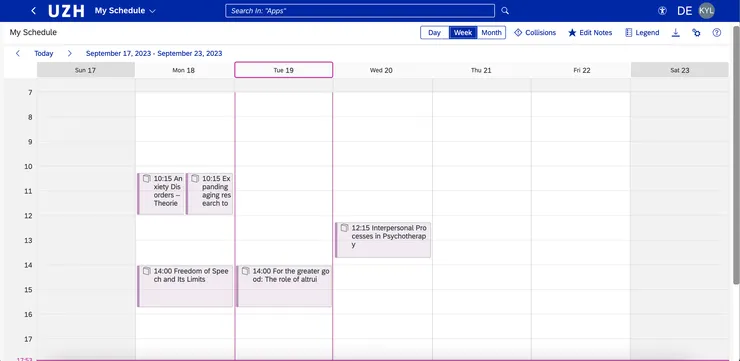 圖三  咦？週一早上怎麼同時有兩門課程？