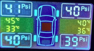 胎壓偵測器面板-顯示胎壓胎温畫面