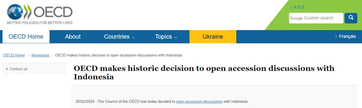 经合组织宣布与印尼开展入盟谈判